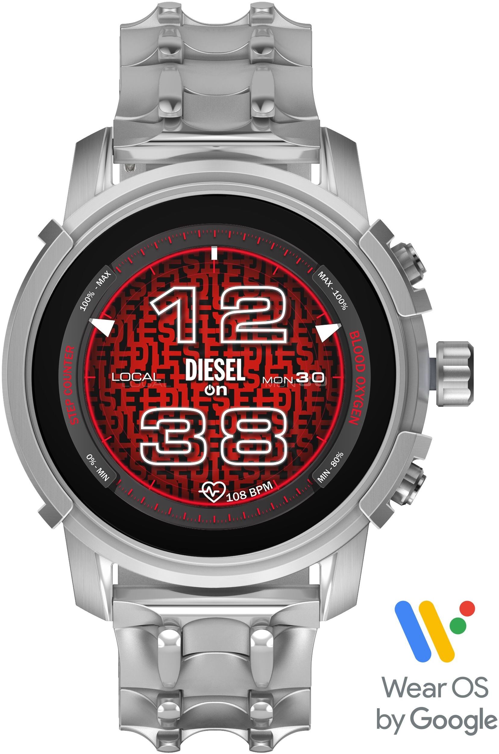 Diesel Men's Smartwatch Gen 6, Griffed Stainless Steel with Stainless Steel Bracelet male