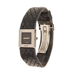 Chanel Black Leather Acier Quartz Watch - grey