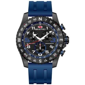 Seapro Men's Gallantry Black Dial Watch - blue