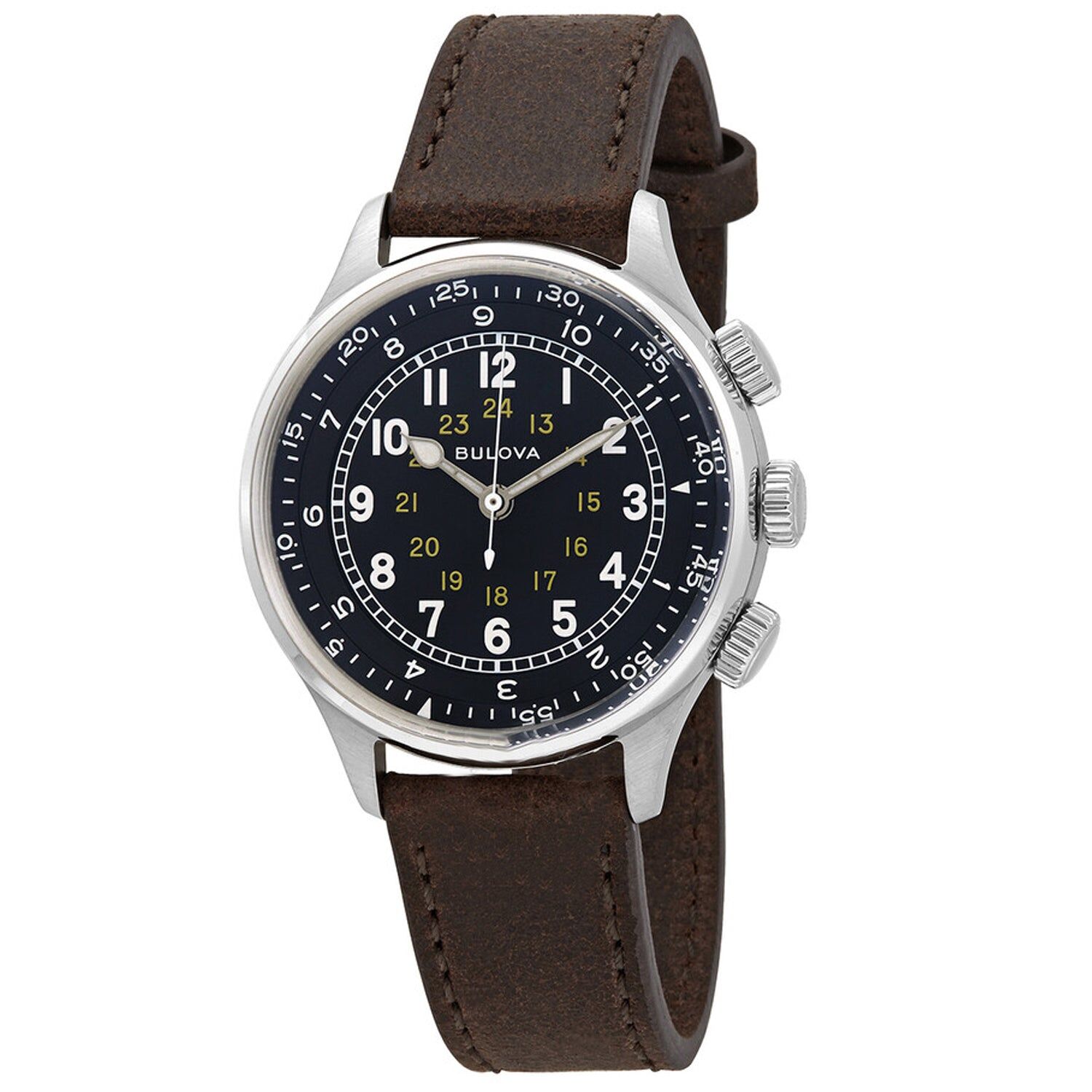 Bulova Men's Black dial Watch - silver - Size: fits 7" - 7 3/4" wrist