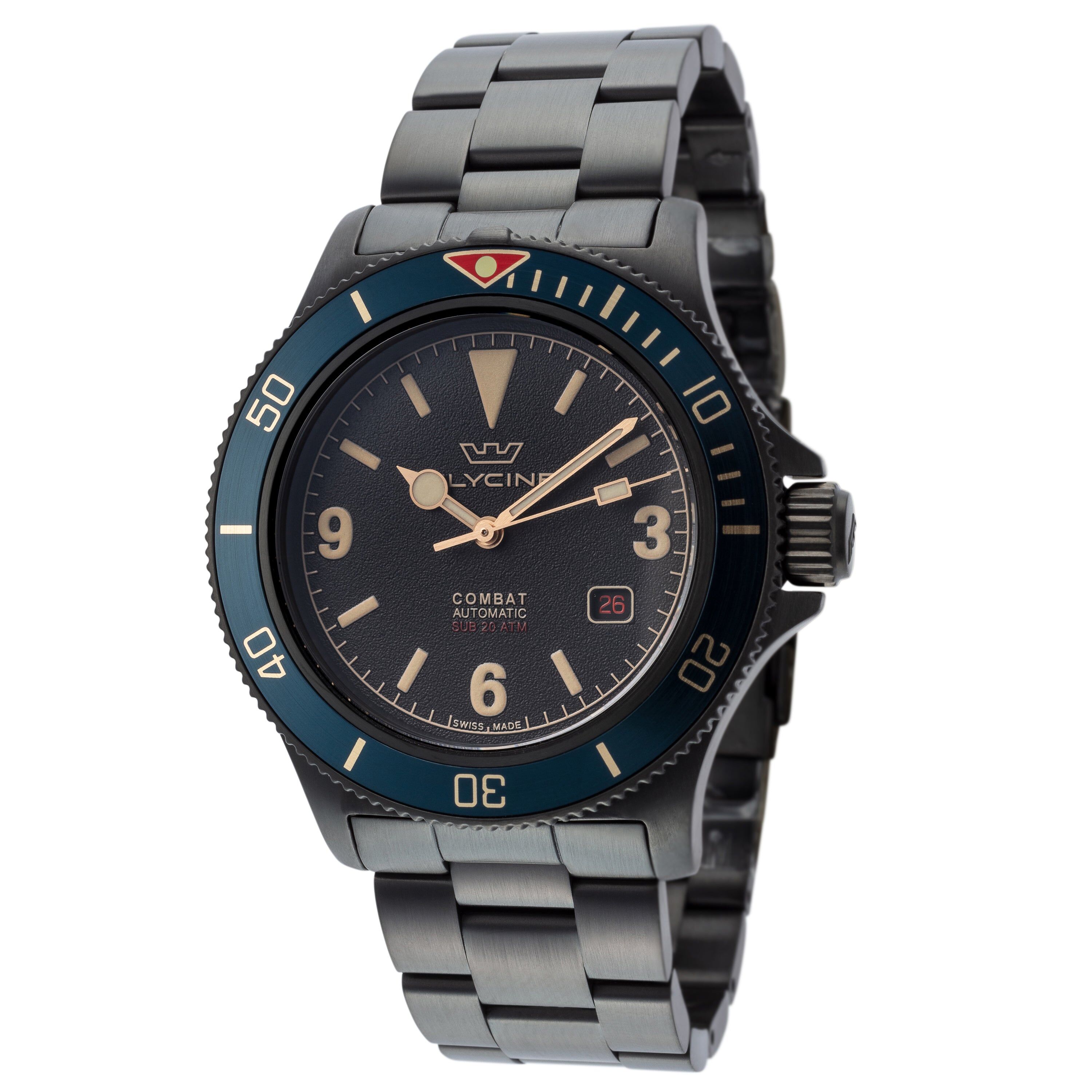 Glycine Men's Combat Sub 42 Vintage 42mm Automatic Watch - black - Size: fits 7" - 7 3/4" wrist