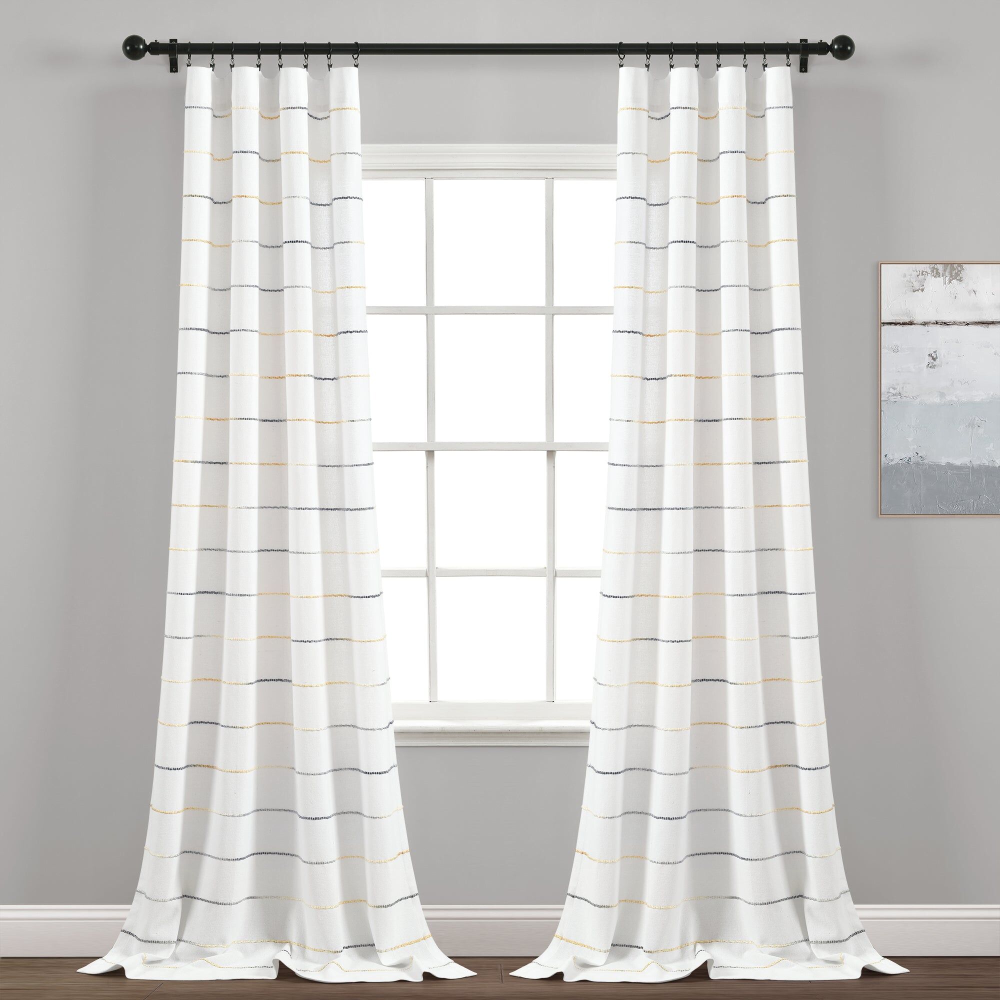 Lush Decor Ombre Stripe Yarn Dyed Cotton Window Curtain Panel Set