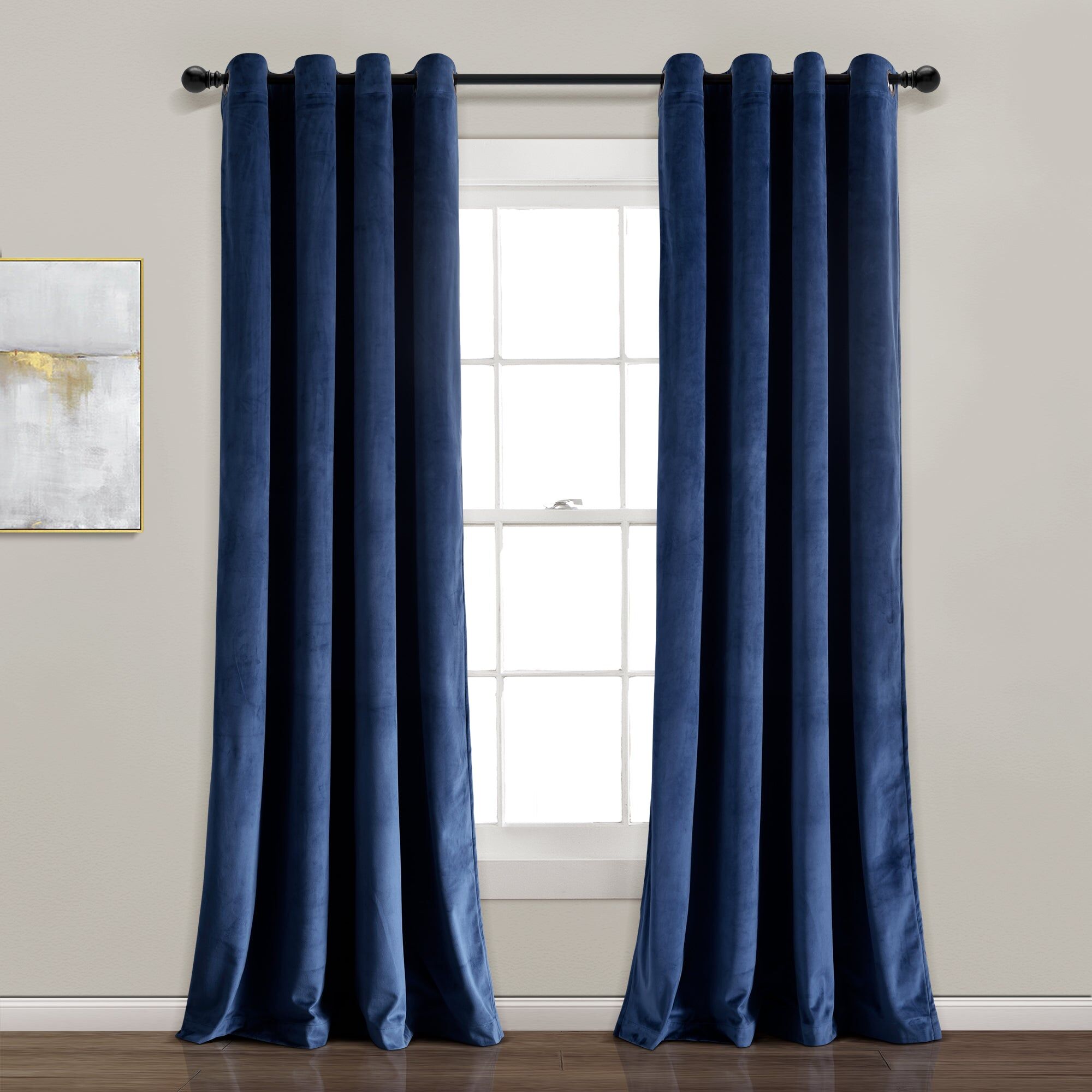 Lush Decor Prima Velvet Solid 100% Lined Blackout Grommet Window Curtain Panel Gray Single 52X84