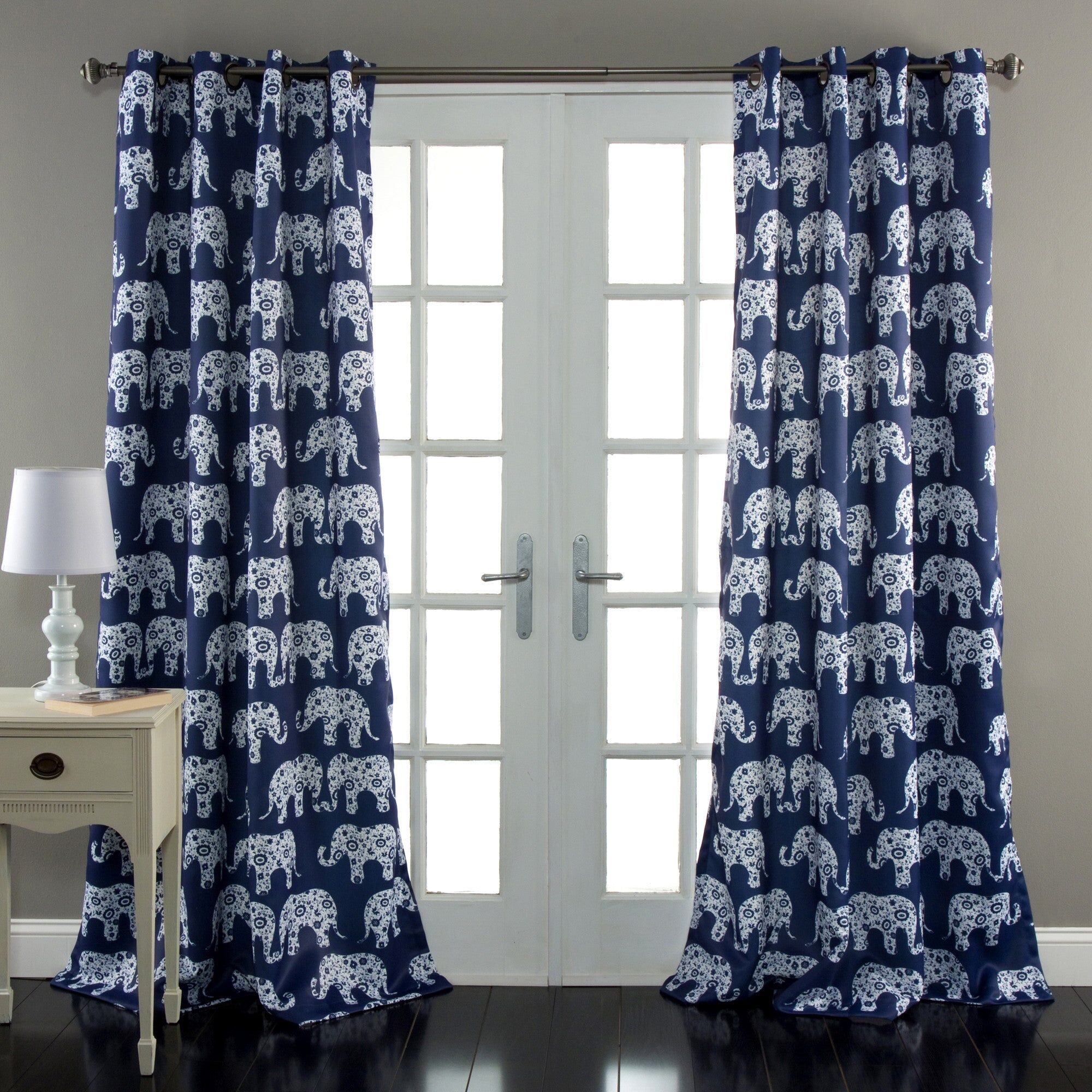 Lush Decor Elephant Parade Room Darkening Window Curtains Set