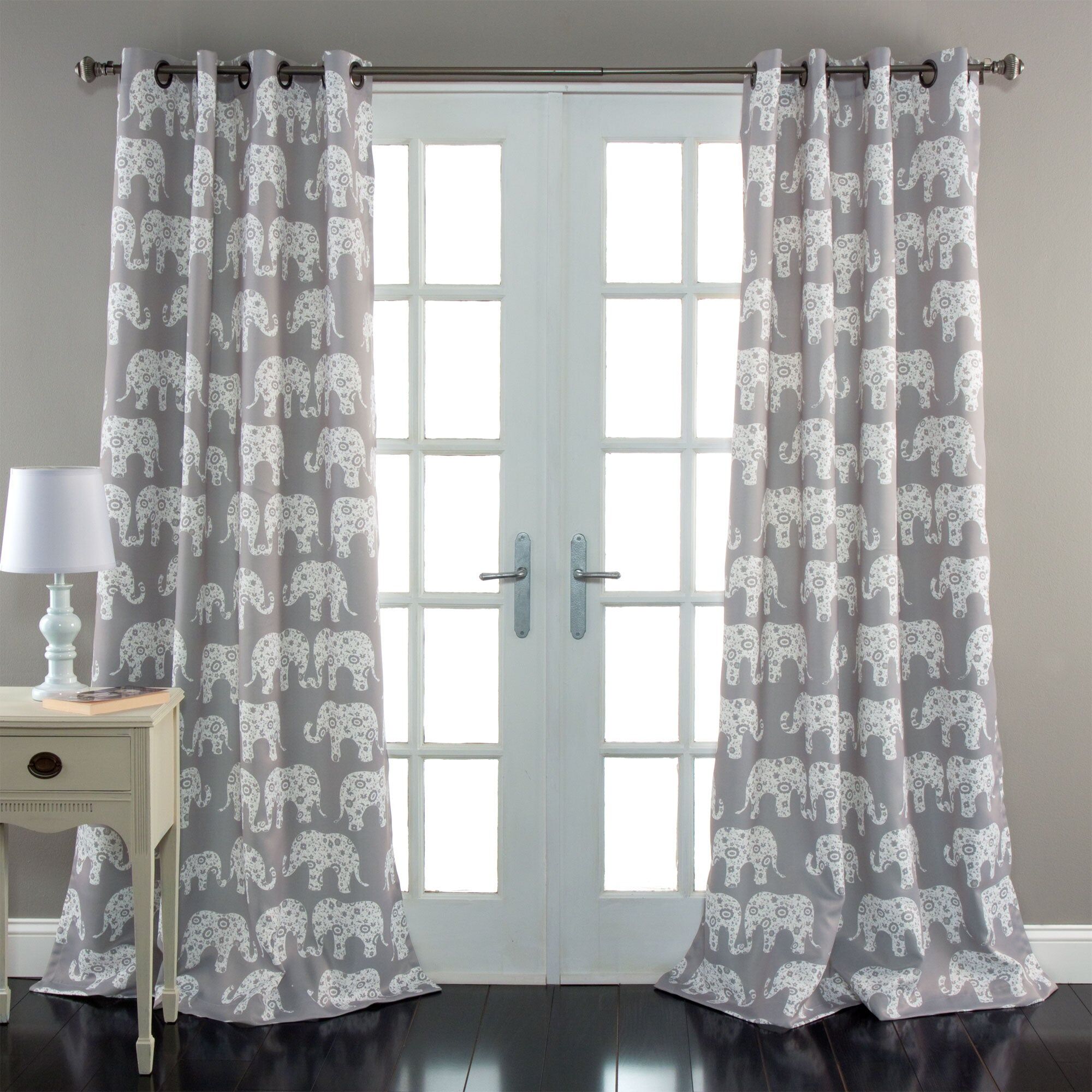 Lush Decor Elephant Parade Room Darkening Window Curtains Set