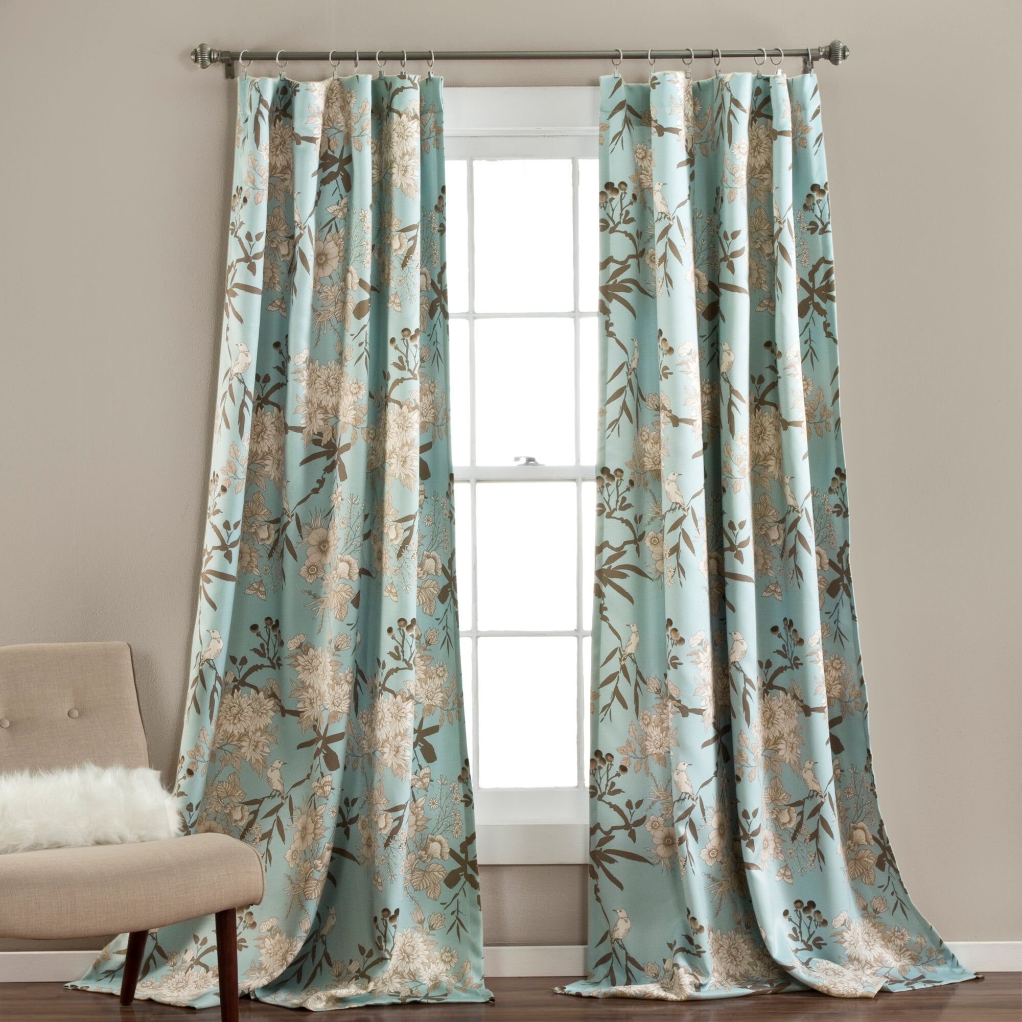 Lush Decor Botanical Garden Room Darkening Window Curtain Panels Set