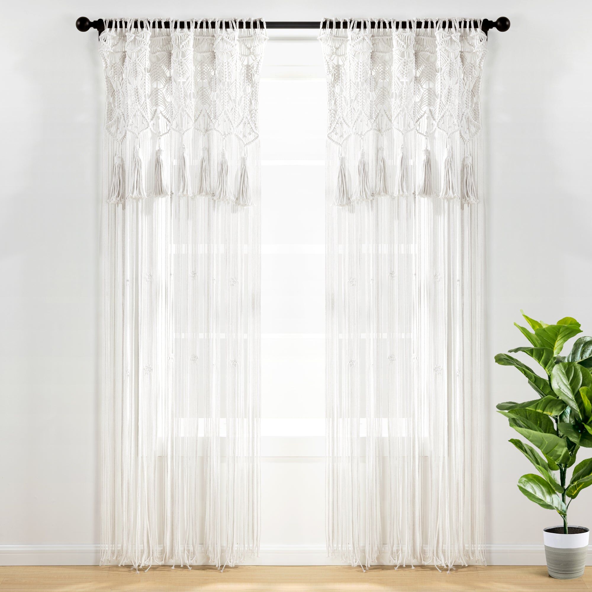 Lush Decor Boho Macrame Tassel Cotton Window Curtain