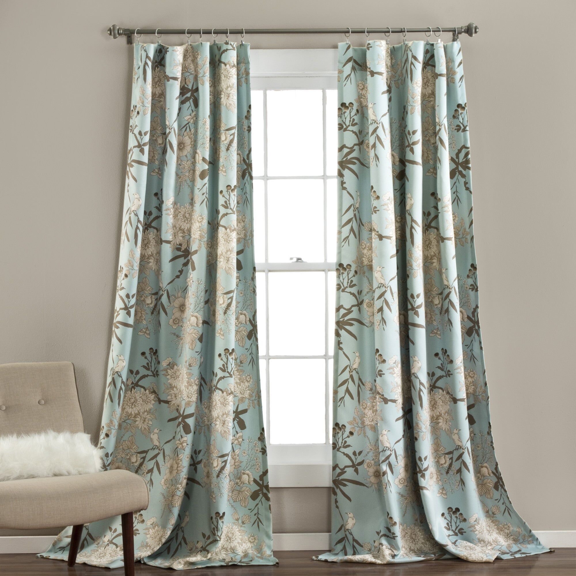 Lush Decor Botanical Garden Light Filtering Window Curtain Panel Set