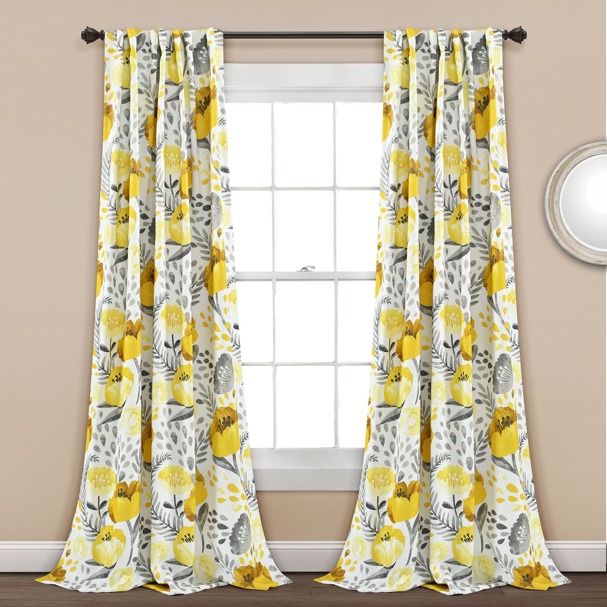 Lush Decor Poppy Garden Light Filtering Window Curtain Panel Set