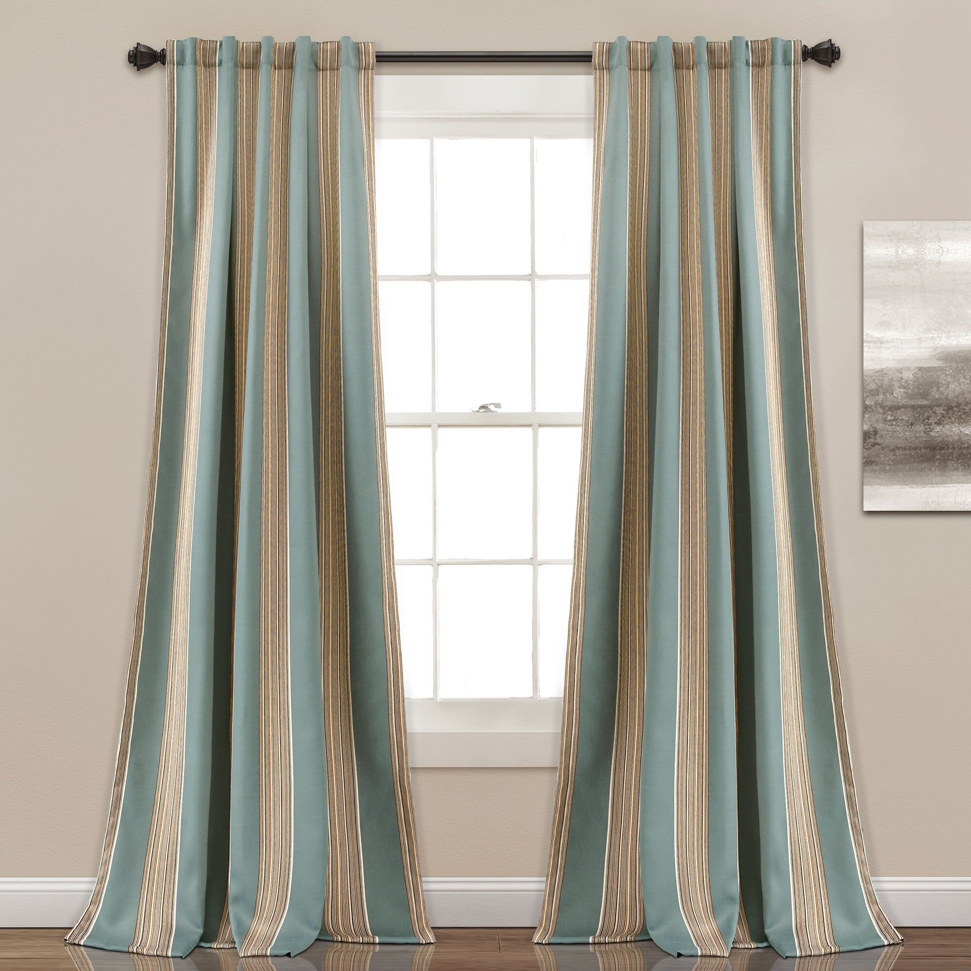 Lush Decor Julia Stripe Room Darkening Window Curtains Set