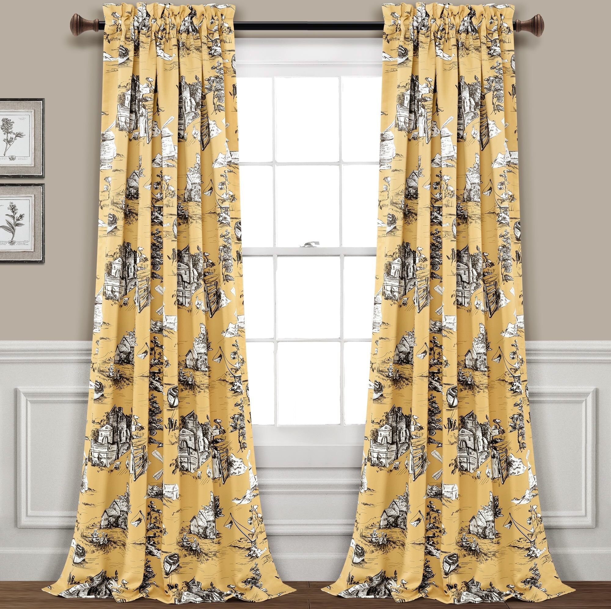 Lush Decor French Country Toile Room Darkening Window Curtain Set