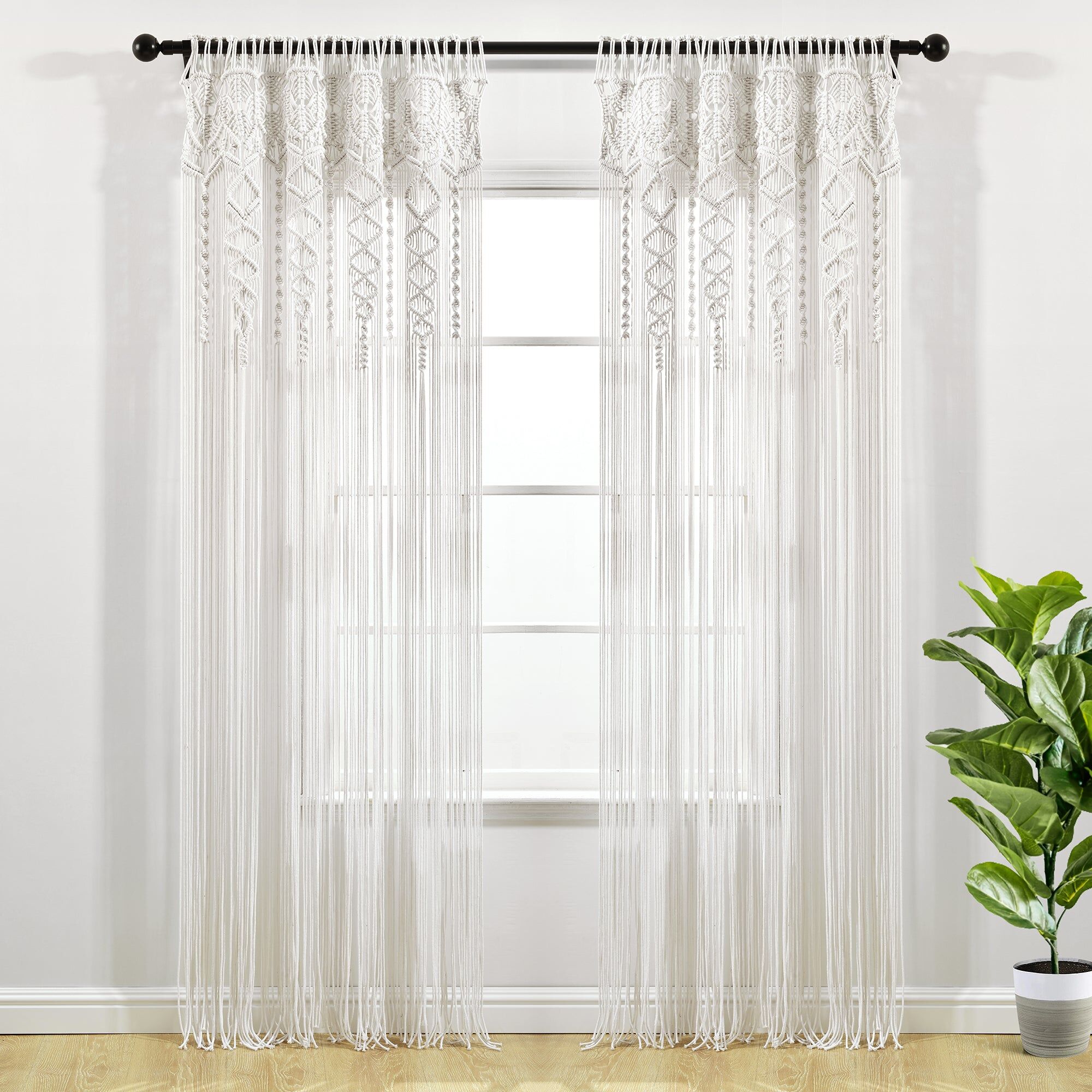 Lush Decor Boho Macrame Textured Cotton Window Curtain