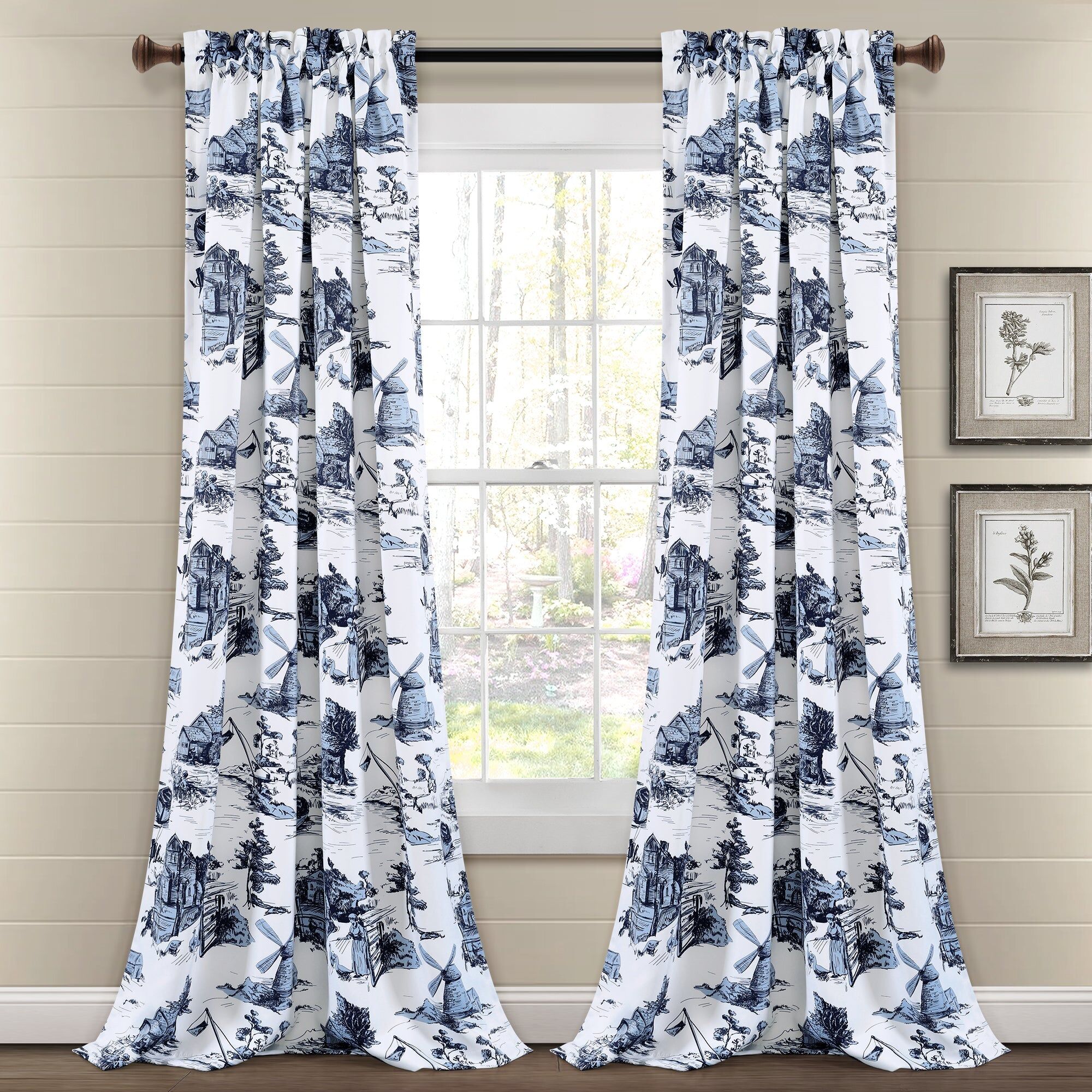 Lush Decor French Country Toile Room Darkening Window Curtain Set