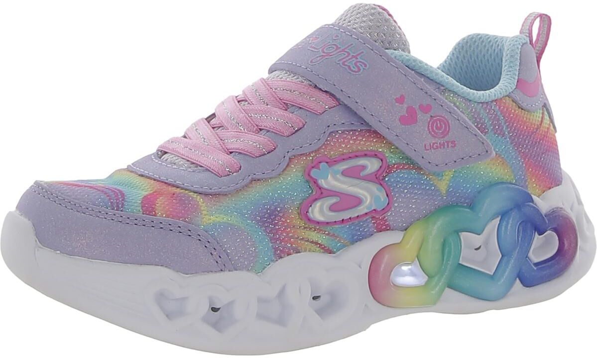 Skechers Infinite Heart Lights Girls Glitter Slip On Light-Up Shoes US 12 Little Kid female