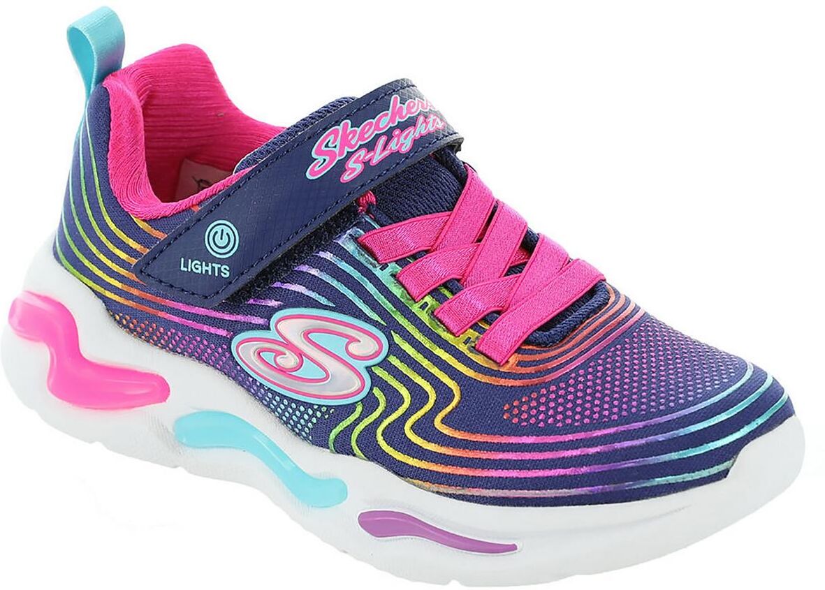 Skechers Wavy Beams Girls Slip On Comfort Light-Up Shoes US 4 Big Kid female