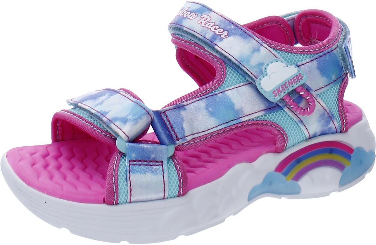 Skechers Summer Sky Girls Satin Ankle Strap Light-Up Shoes US 1 Little Kid female