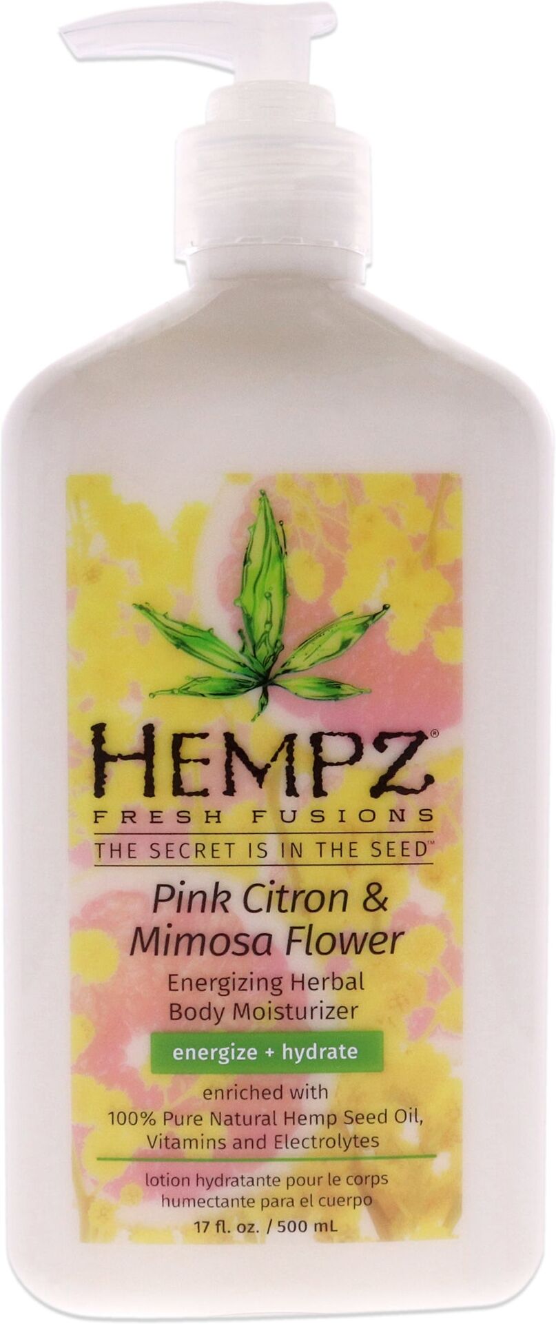 Fresh Fusions Pink Citron and Mimosa Flower Energizing Herbal Body Moisturizer by Hempz for Unisex - 17 oz Moisturizer One Size unisex