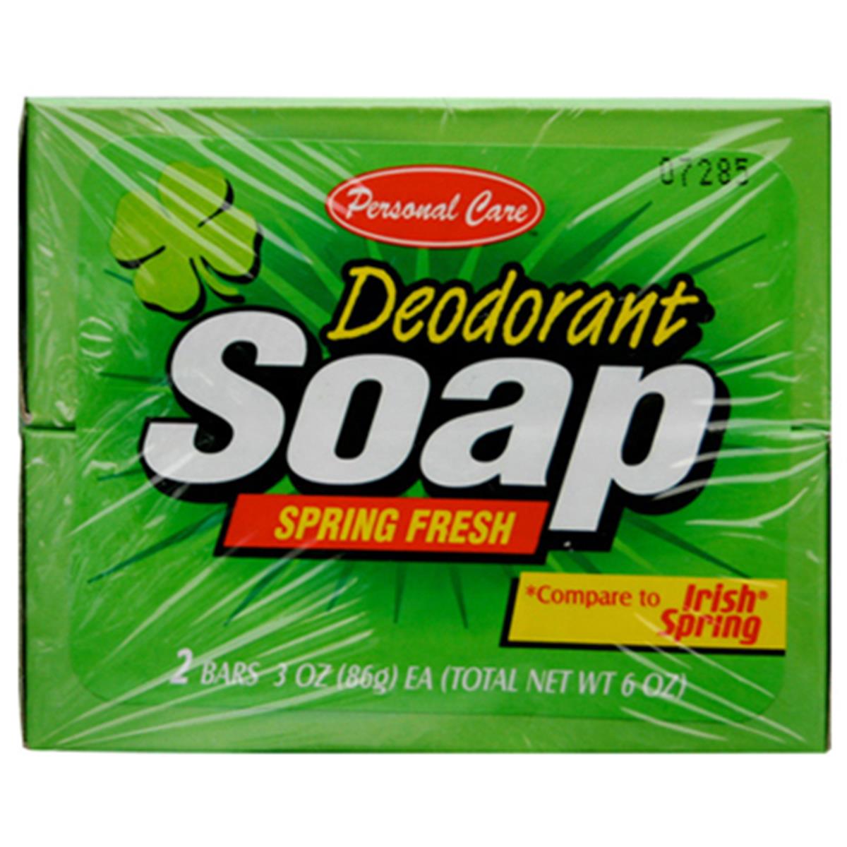 SCA Personal Care Personal Care 92078-1 Spring Fresh Deodorant Soap Bar - 3 oz., 2 Pack, Pack of 12 - green - Size: One Size