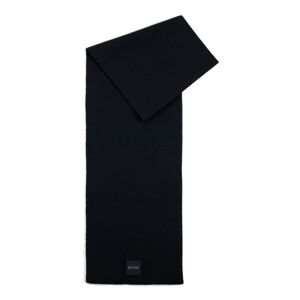 Boss Ribbed scarf with metal logo lettering - black - Size: One Size