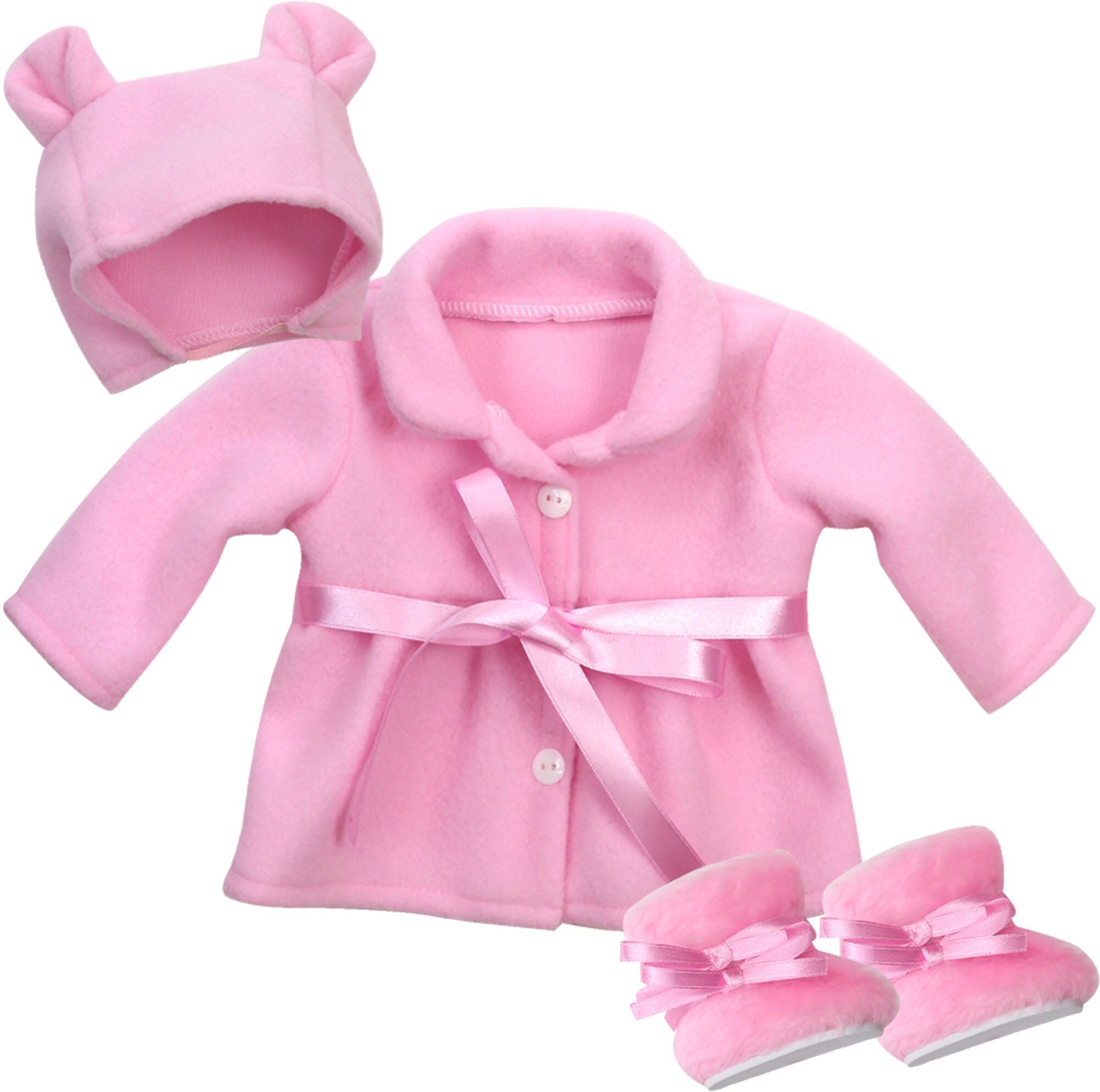 Teamson Sophia's Winter Coat, Hat and Boots Set for 15'' Dolls, Light Pink