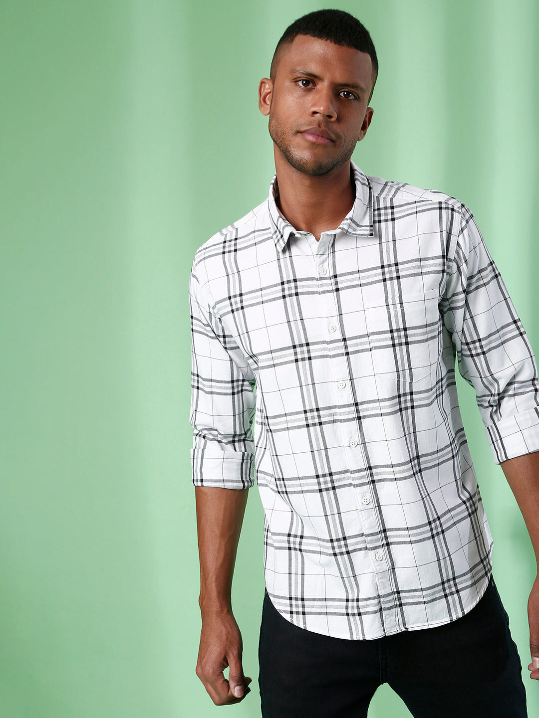 Campus Sutra Men Full Sleeve Checkered Casual Shirt Small male