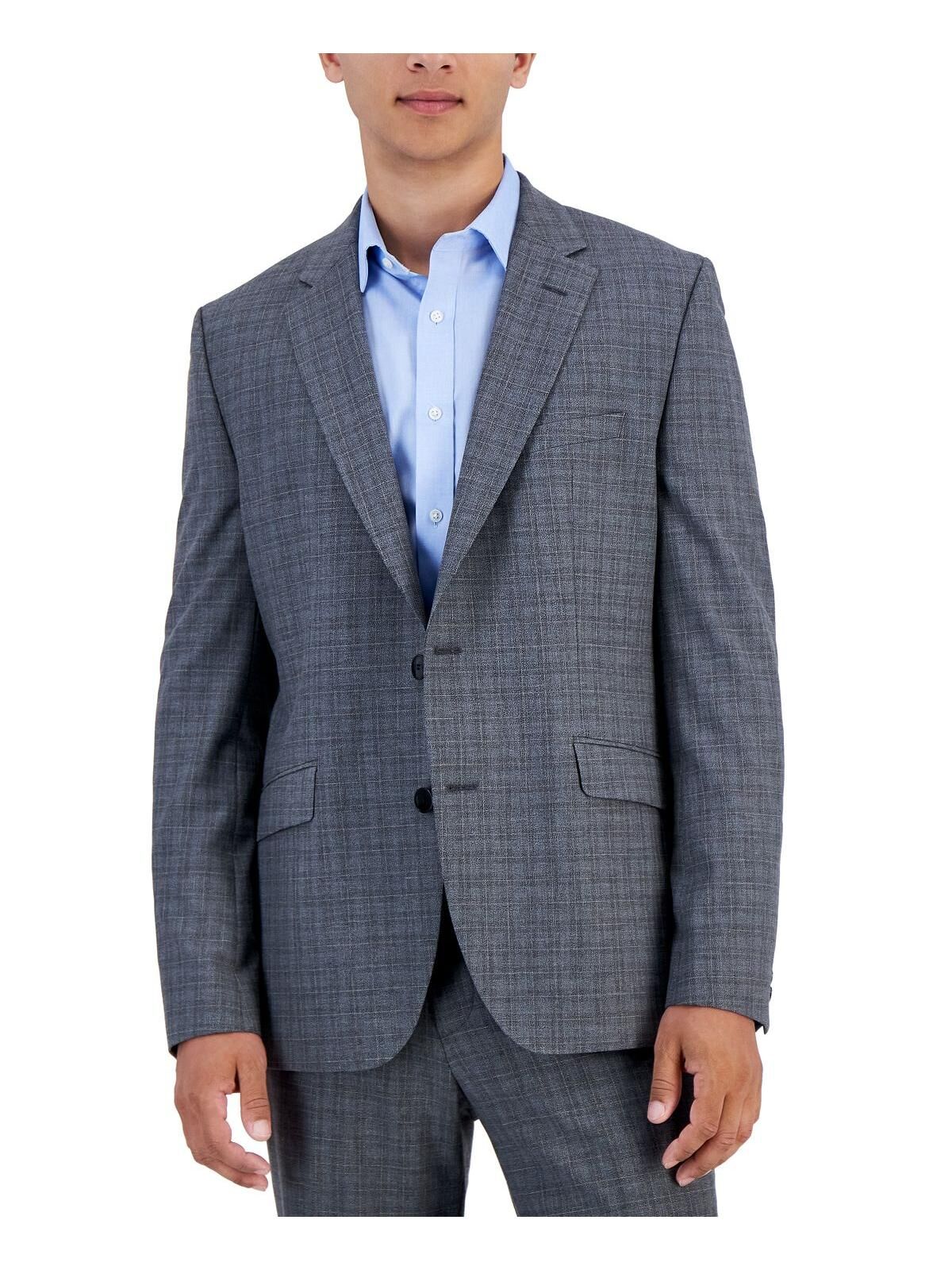 Hugo Boss Mens Wool Blend Plaid Two-Button Blazer US 44 Regular male