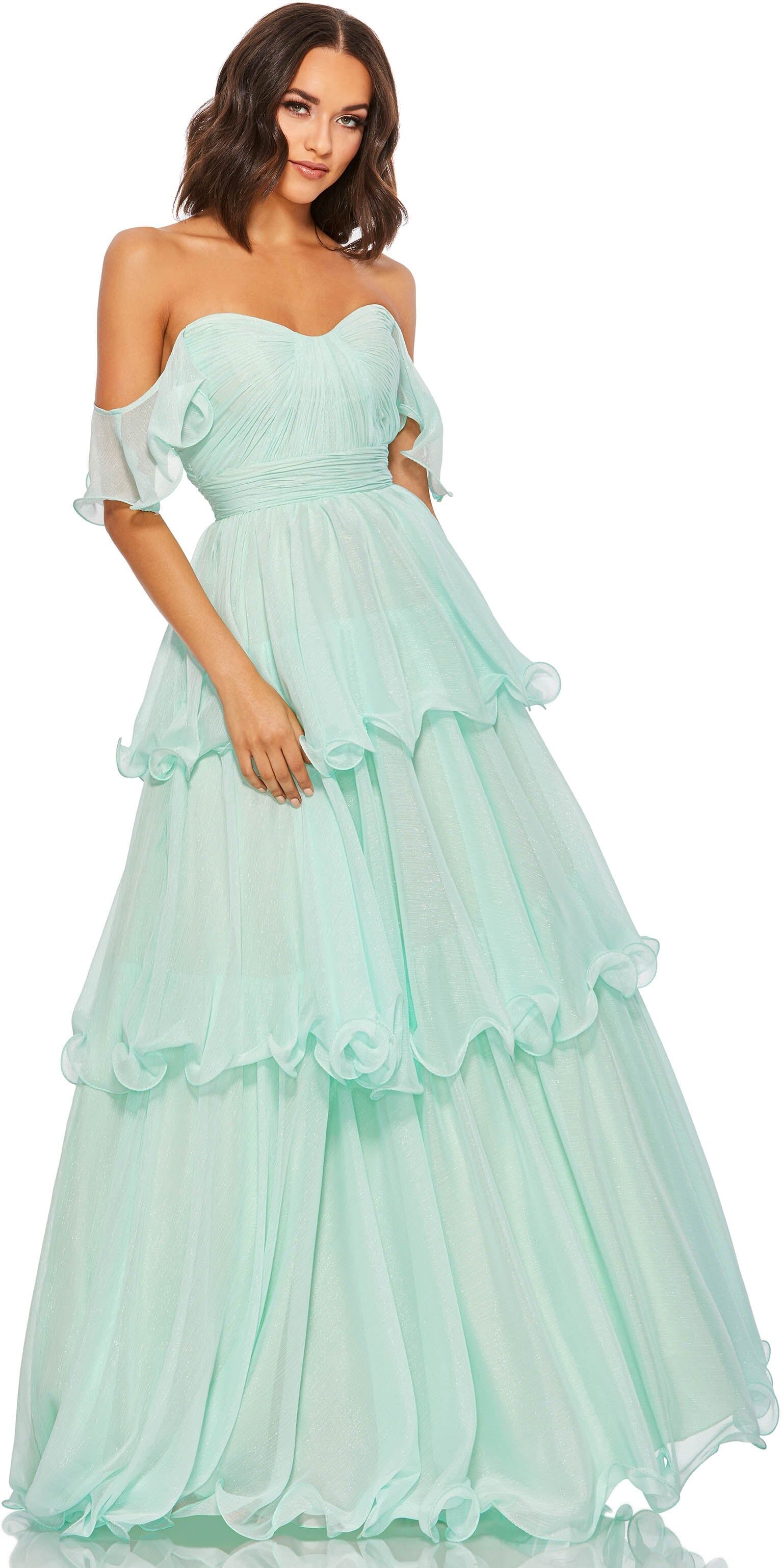 Mac Duggal Tiered Chiffon Ball Gown US 8 (M) female