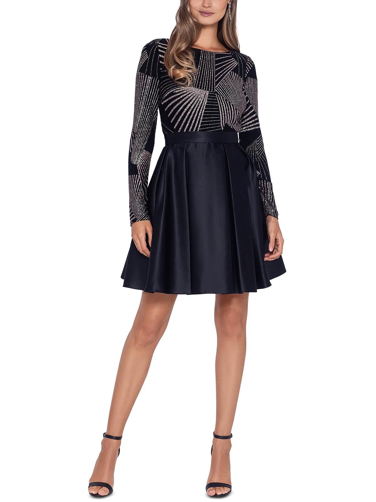Betsey Johnson Womens Glitter Stripe Mini Fit & Flare Dress US 16 (XL) female