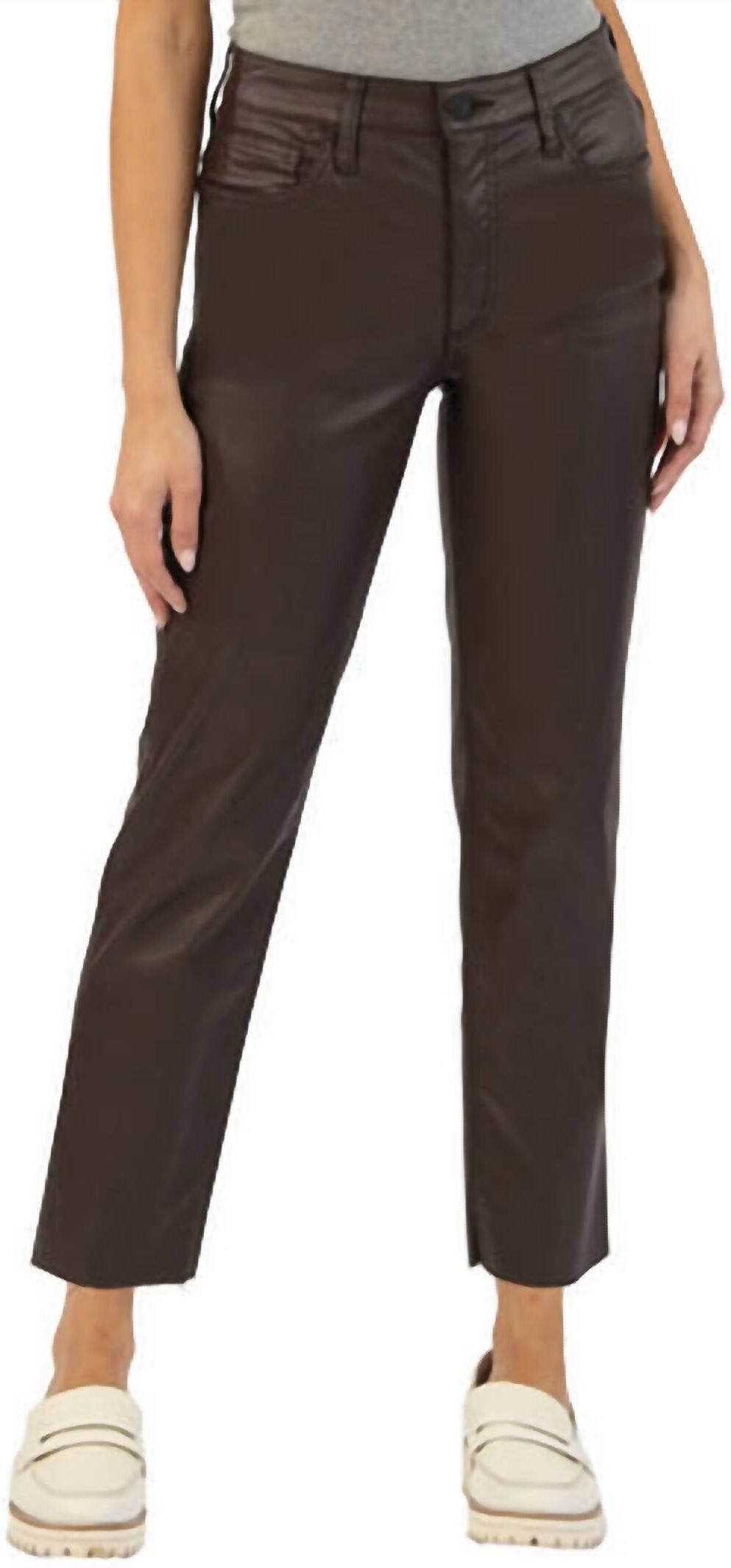 Kut From The Kloth Rachael Fab Ab Coated Women's High Waist Mom Jeans In Chocolate US 2 (XS) female