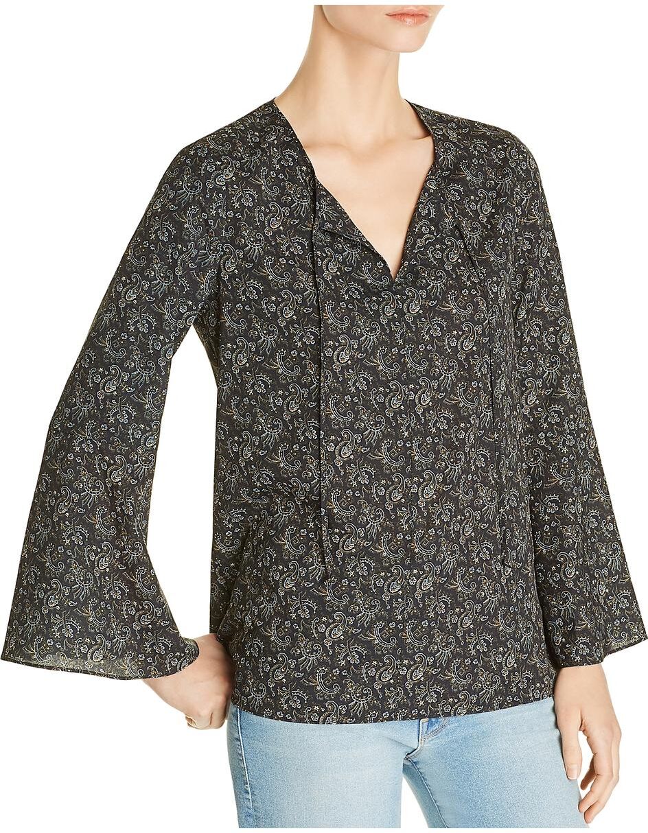 Le Gali Jani Womens Printed Bell Sleeves Blouse XSmall female