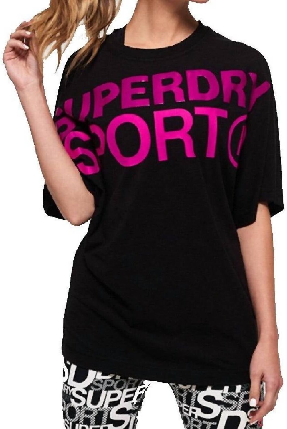 Superdry Active Loose Boyfriend T-Shirt In Black US 8 (M) female