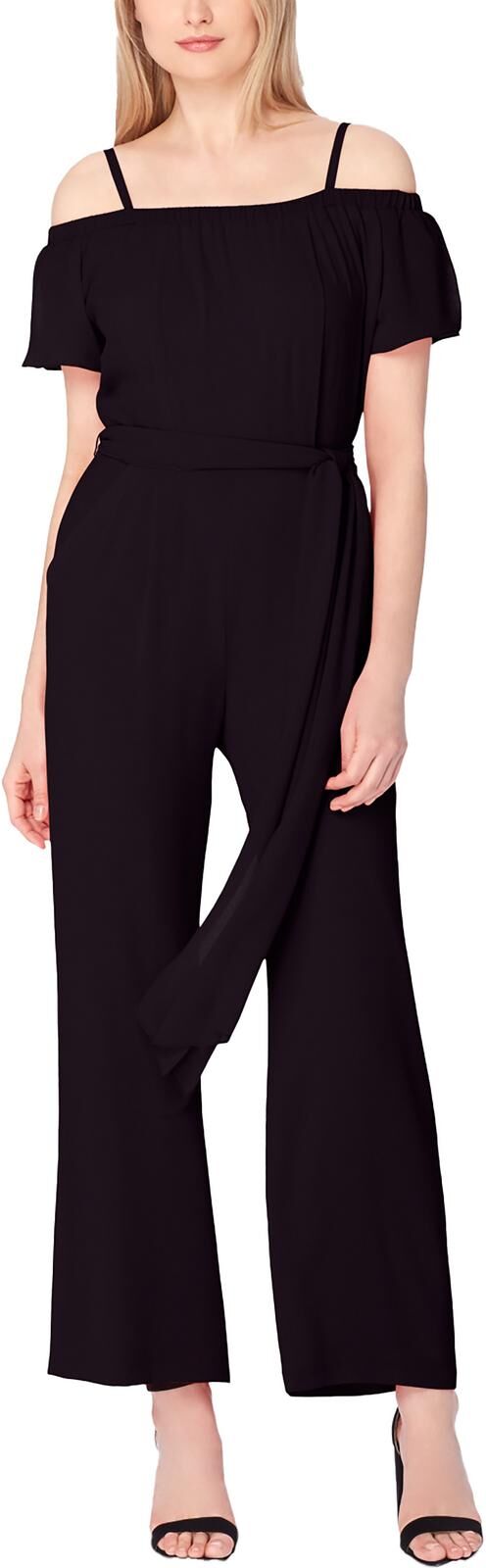 Tahari ASL Womens Wide Leg Off The Shoulder Jumpsuit US 8 (M) female