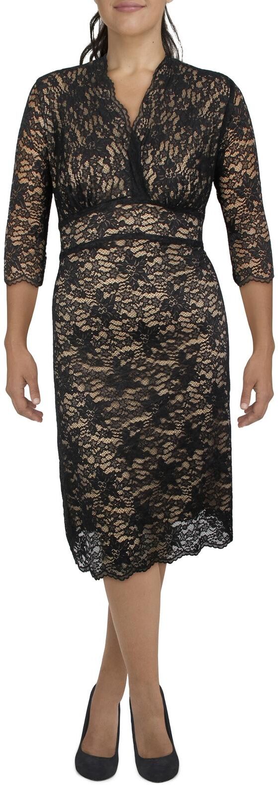 Kiyonna Plus Womens Surplice Midi Cocktail and Party Dress Plus Size 3X female