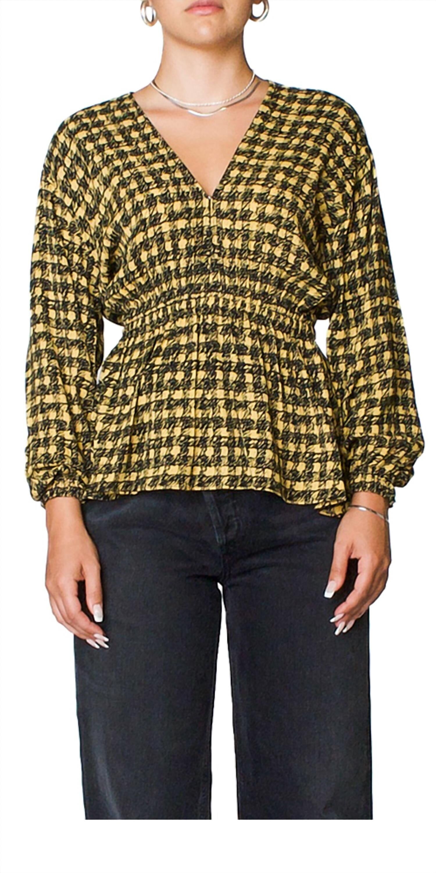 Proenza Schouler White Label Gingham Georgette Blouse In Toast/black Painted Med US 4 (S) female