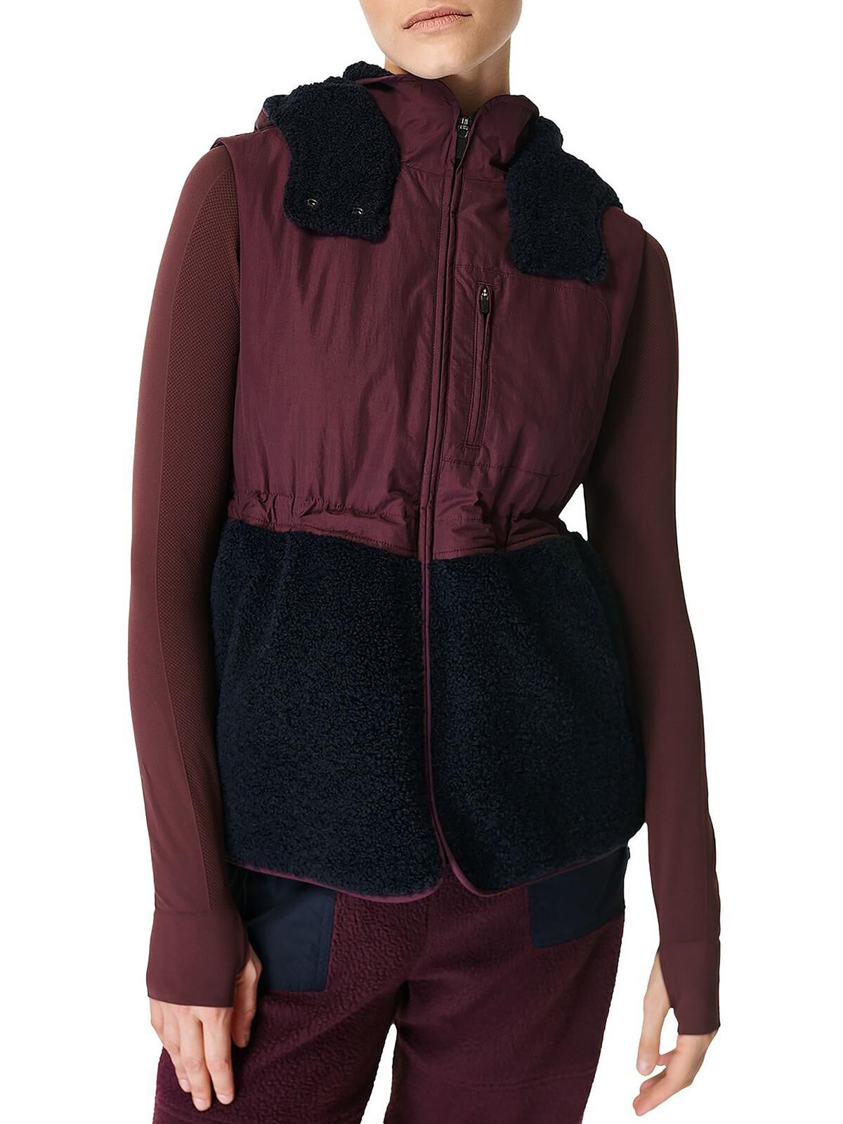 Sweaty Betty Urban Womens Sherpa Hooded Outerwear Vest US 10 (M) female