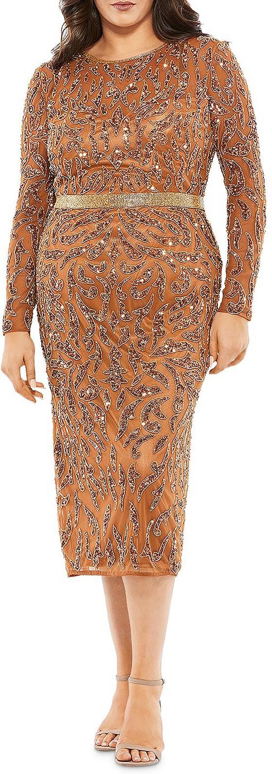 Mac Duggal Plus Womens Sequin Embellished Cocktail and Party Dress US 14 (L) female