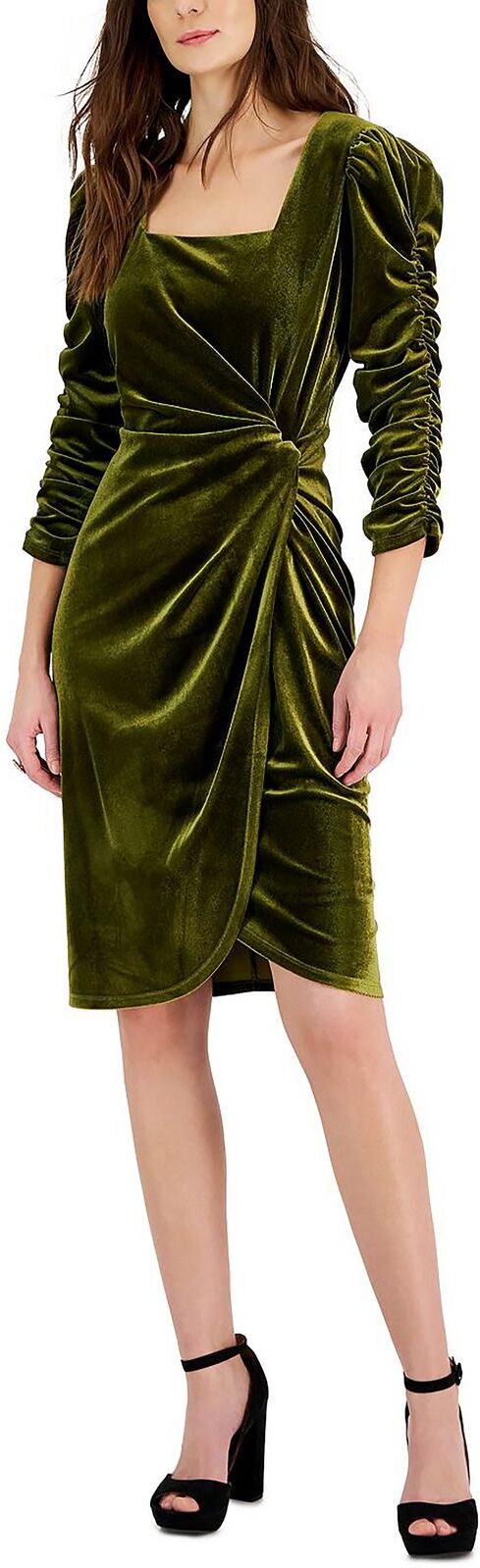 Tahari ASL Womens Velvet Smocked Fit & Flare Dress US 16 (XL) female