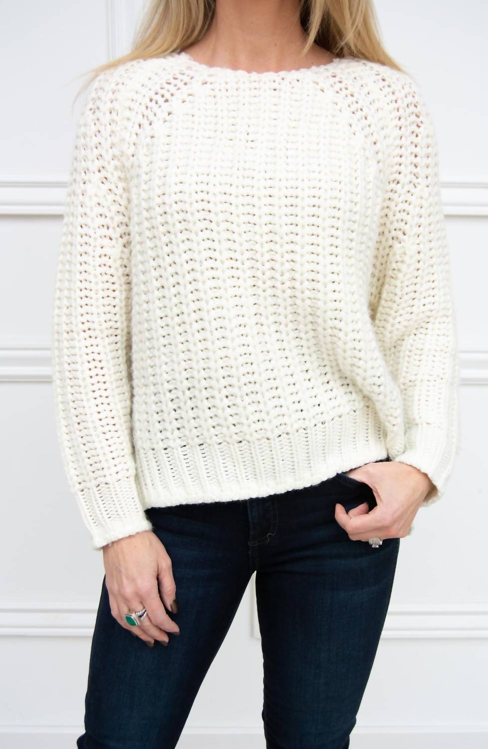 Kut From The Kloth Page Chunky Crew Neck Sweater In Ivory XSmall female