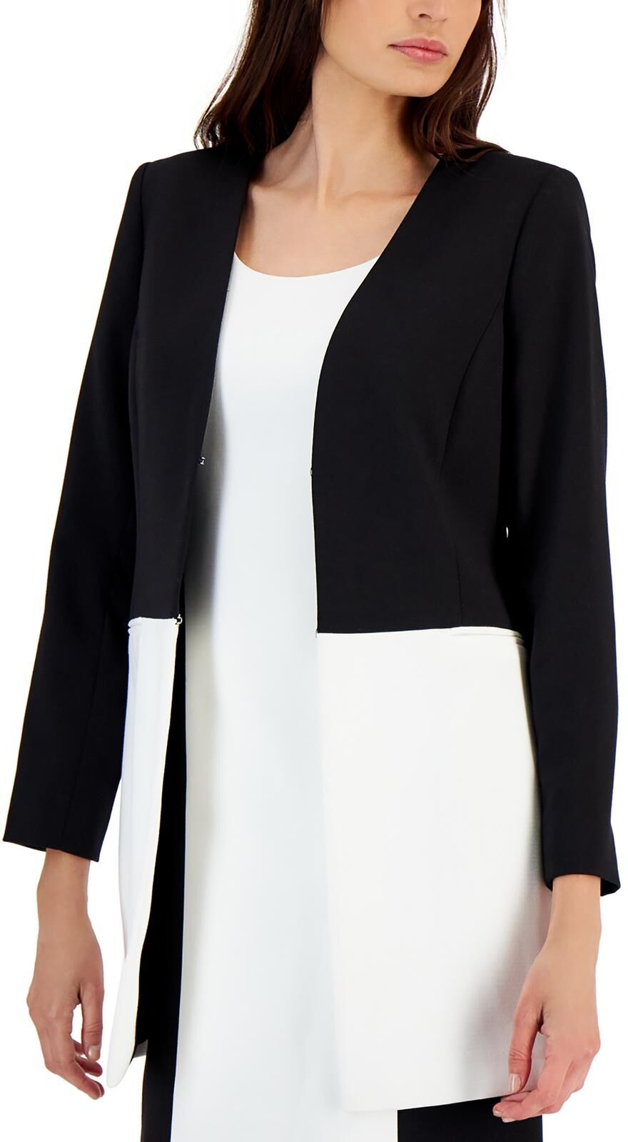 Tahari ASL Womens Woven Colorblock Duster Blazer US 16 (XL) female