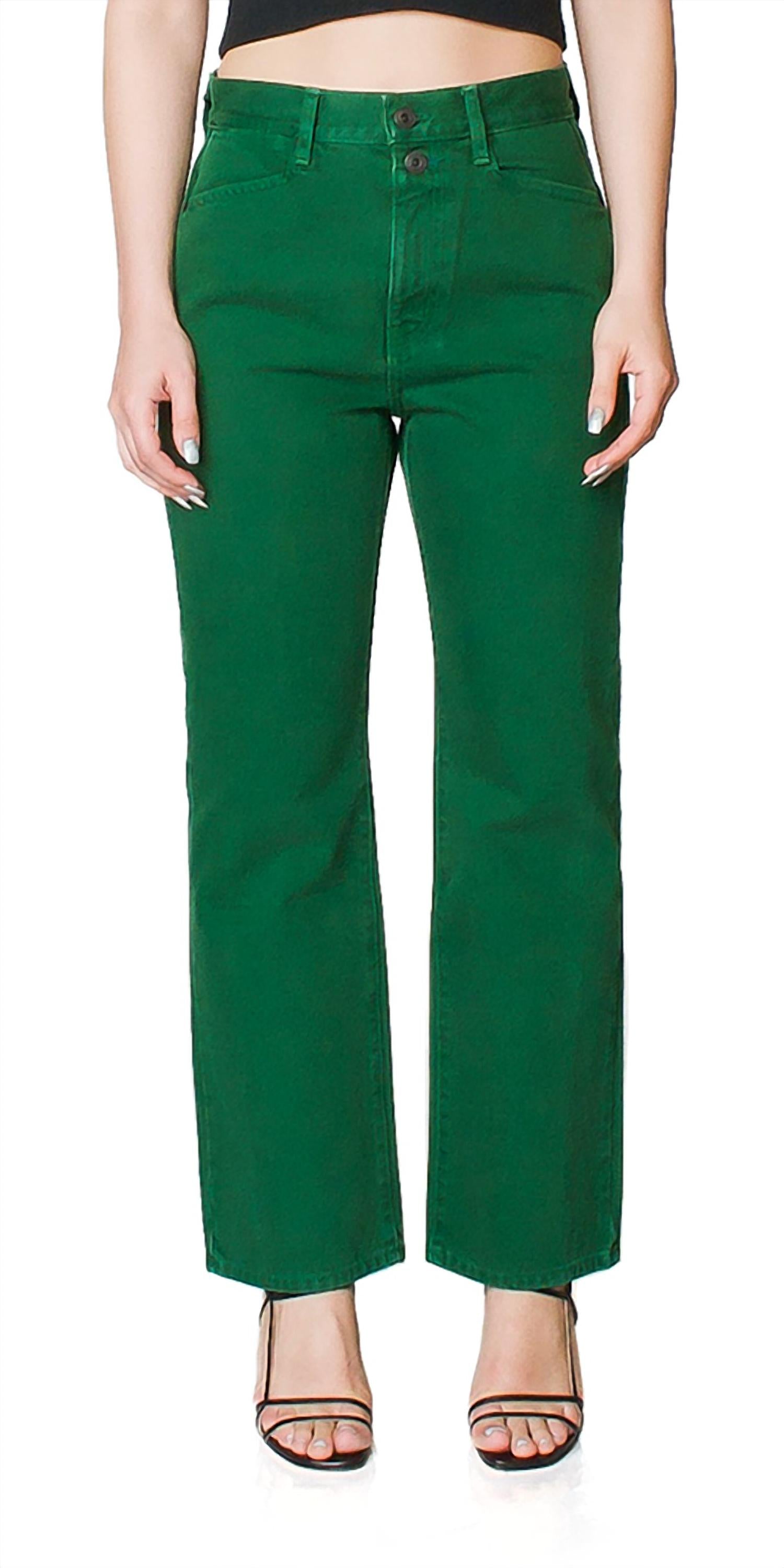 Proenza Schouler White Label Washed Denim Cropped Stovepipe Jeans In Spring Green 26" Waist female