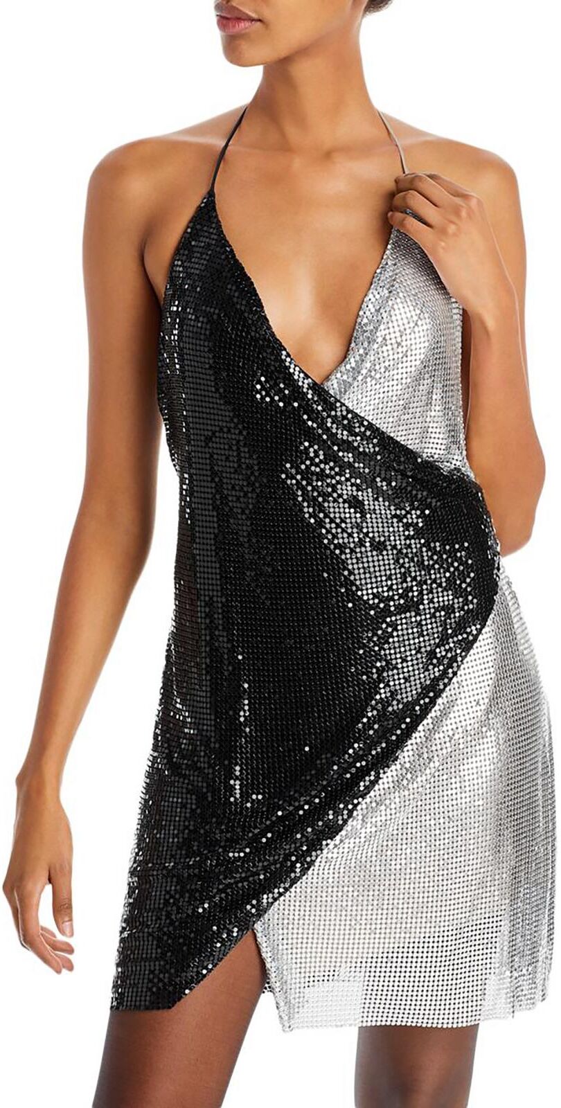 Alice and Olivia Ally Womens Chain Mail Cowl Neck Cocktail and Party Dress US 12 (L) female