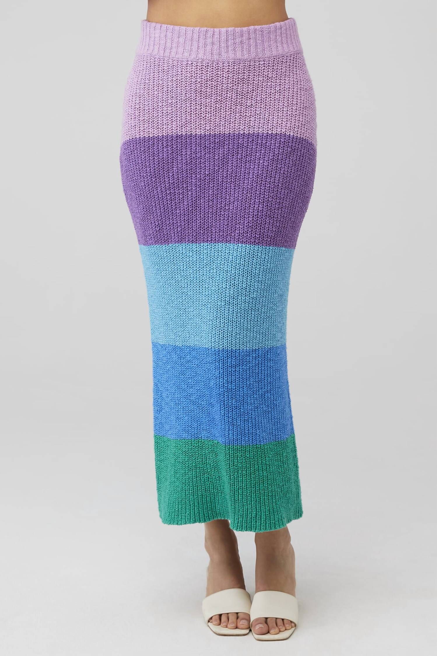 Show Me Your Mumu Pippa Sweater Skirt In Sunset Stripe Large female