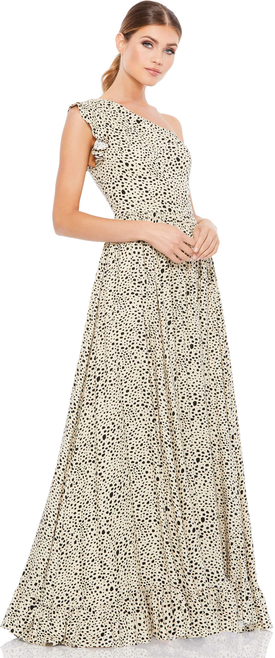 Mac Duggal One Shoulder Animal Print Maxi Dress US 4 (S) female