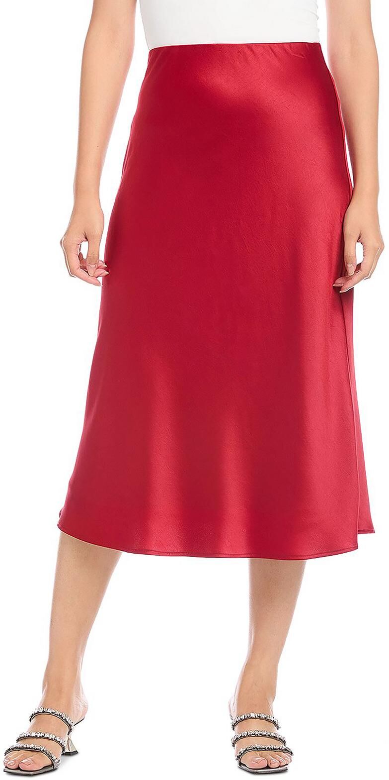 Karen Kane Womens Satin Pull On Midi Skirt XSmall female