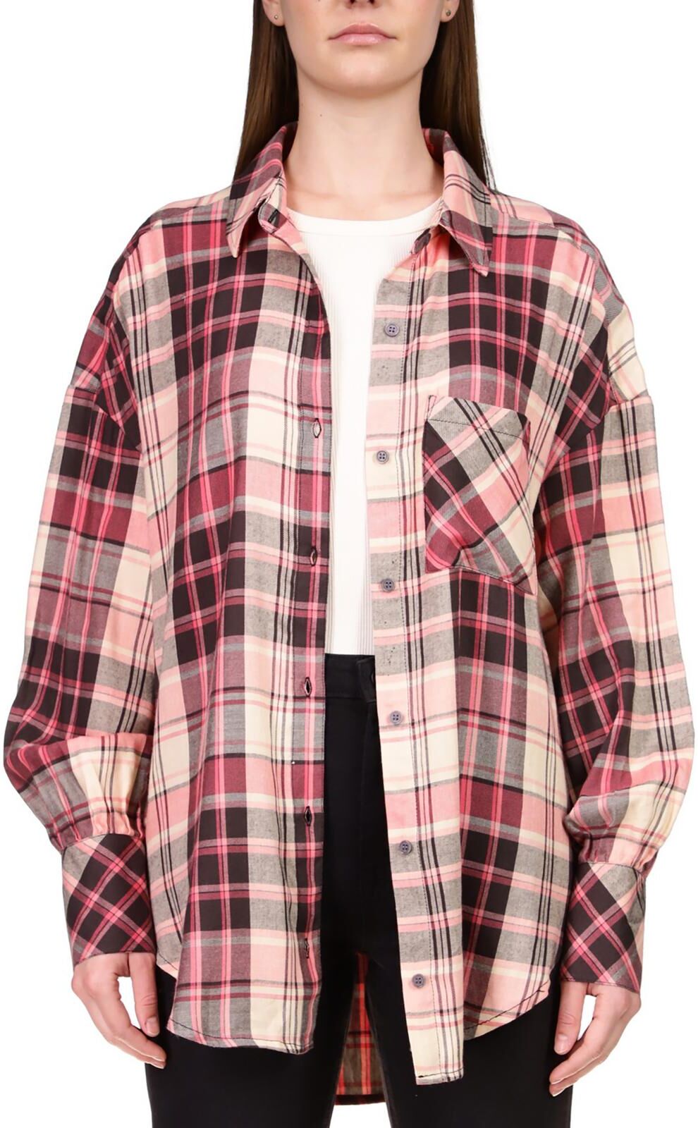 Sanctuary Womens Woven Plaid Button-Down Shirt Small female