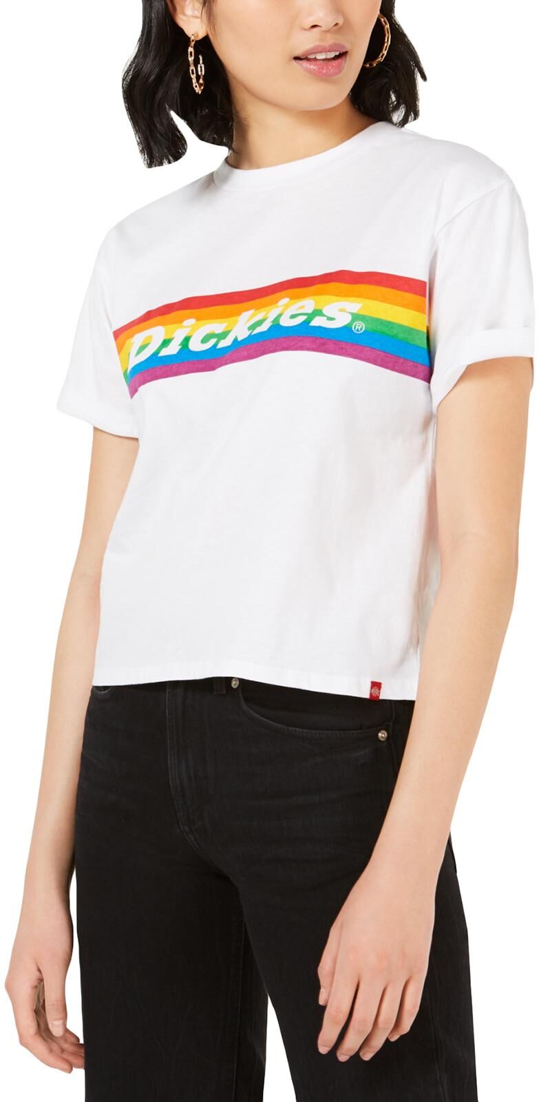 Dickies Juniors Womens Cotton Rainbow T-Shirt Medium female