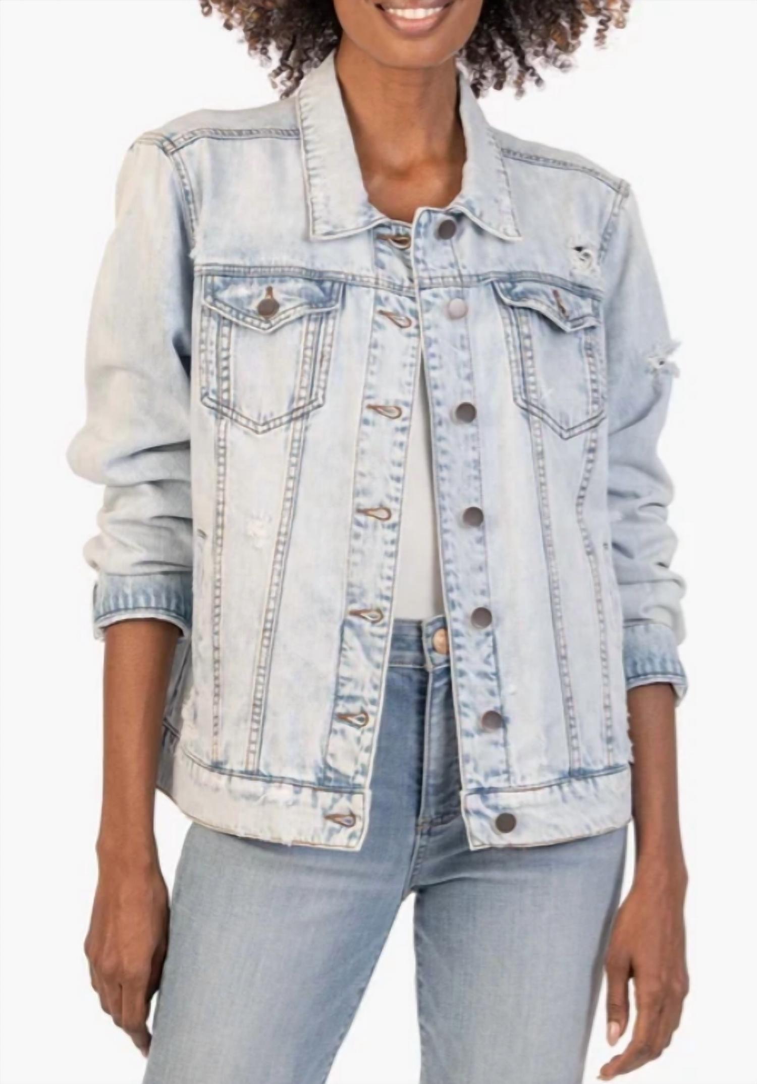 Kut From The Kloth Emma Boyfriend Jacket In Dandy Wash Small female