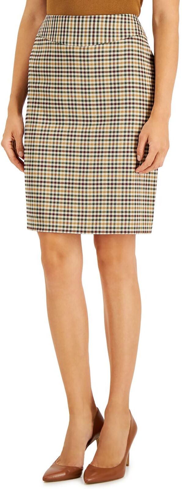 Tahari ASL Womens Woven Plaid Pencil Skirt US 12 (L) female