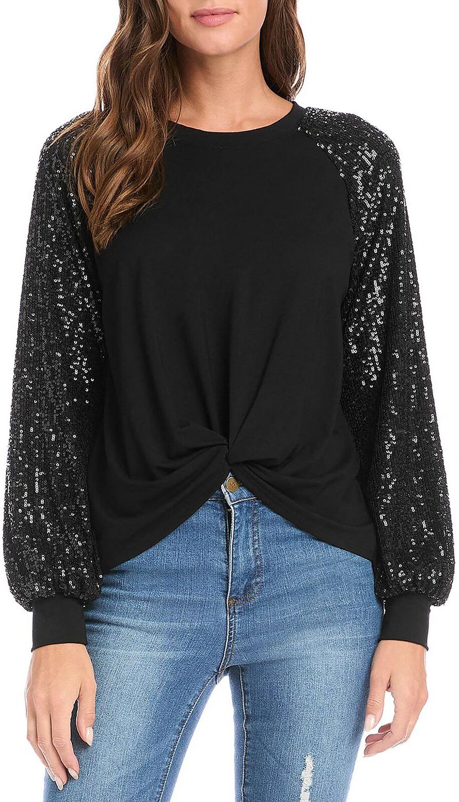 Karen Kane Womens Sequined Twist Front Pullover Top XSmall female