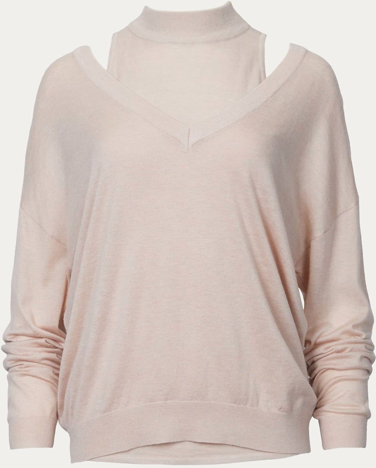 J.ING Niva Cutout Shoulder Sweater In Misty Rose Small/Medium female